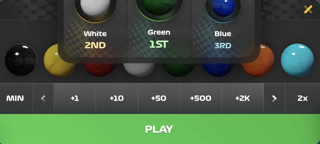 Marble Plinko mobile gameplay view showing the plinko board and marble race on a phone screen